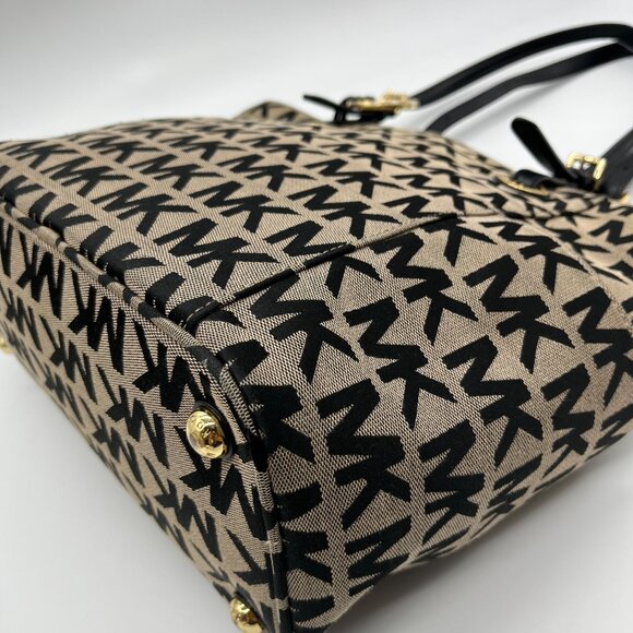 Michael Kors Beige & Black Signature Canvas Tote Bag - Picture 9 of 10